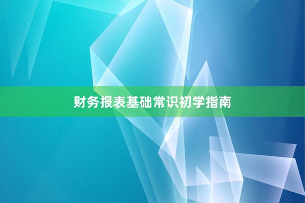 财务报表基础常识初学指南