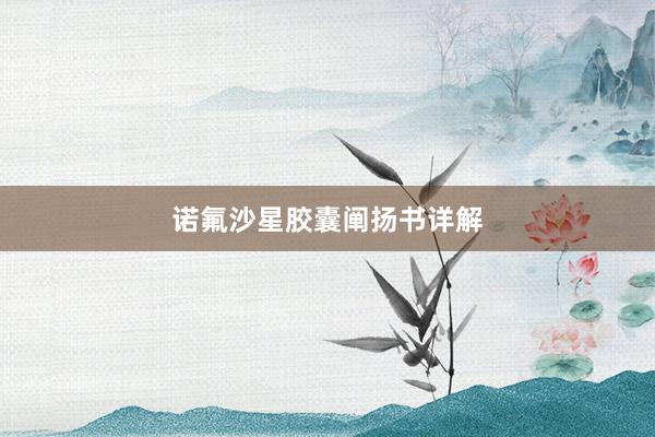 诺氟沙星胶囊阐扬书详解